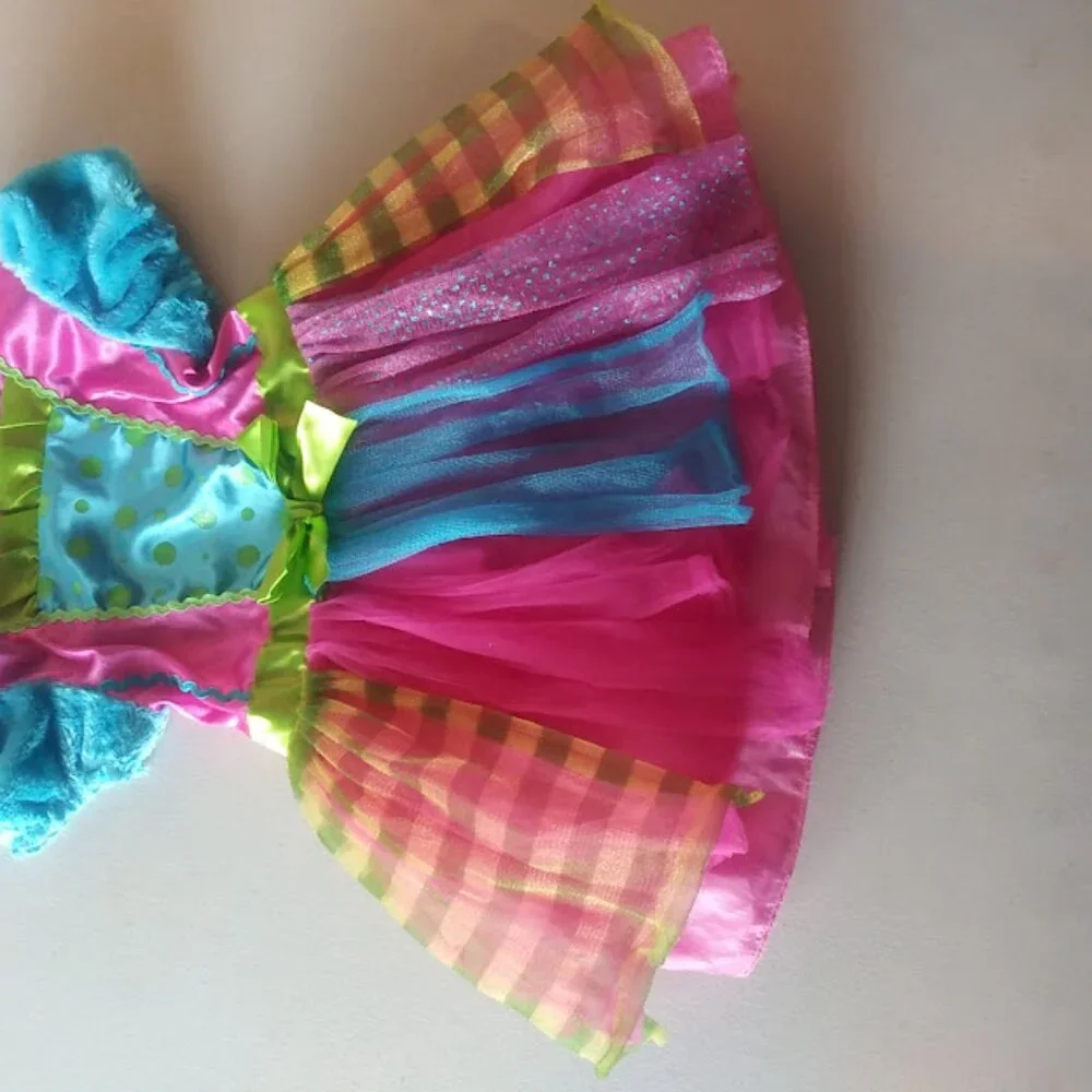 Little Monster girls size XS (0-2) pink, yellow, green blue dress costume